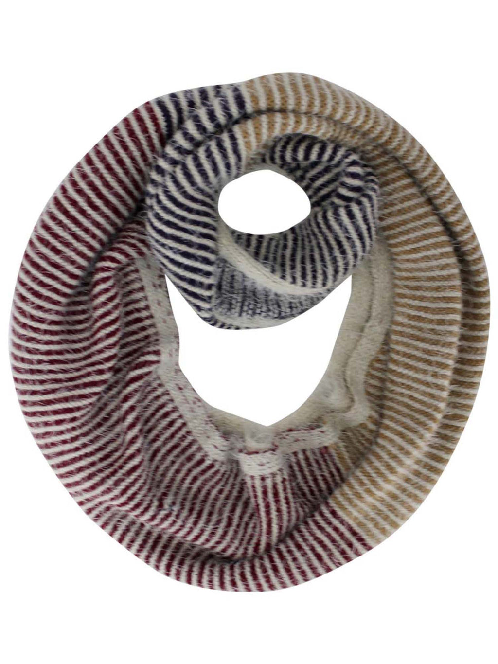 Striped Fuzzy Eyelash Knit Unisex Winter Infinity Scarf