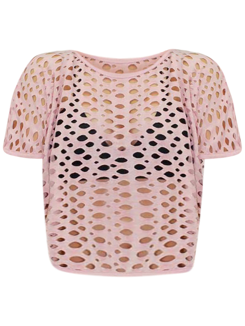 Short Sleeve Crop Top With Hole Cut-Outs