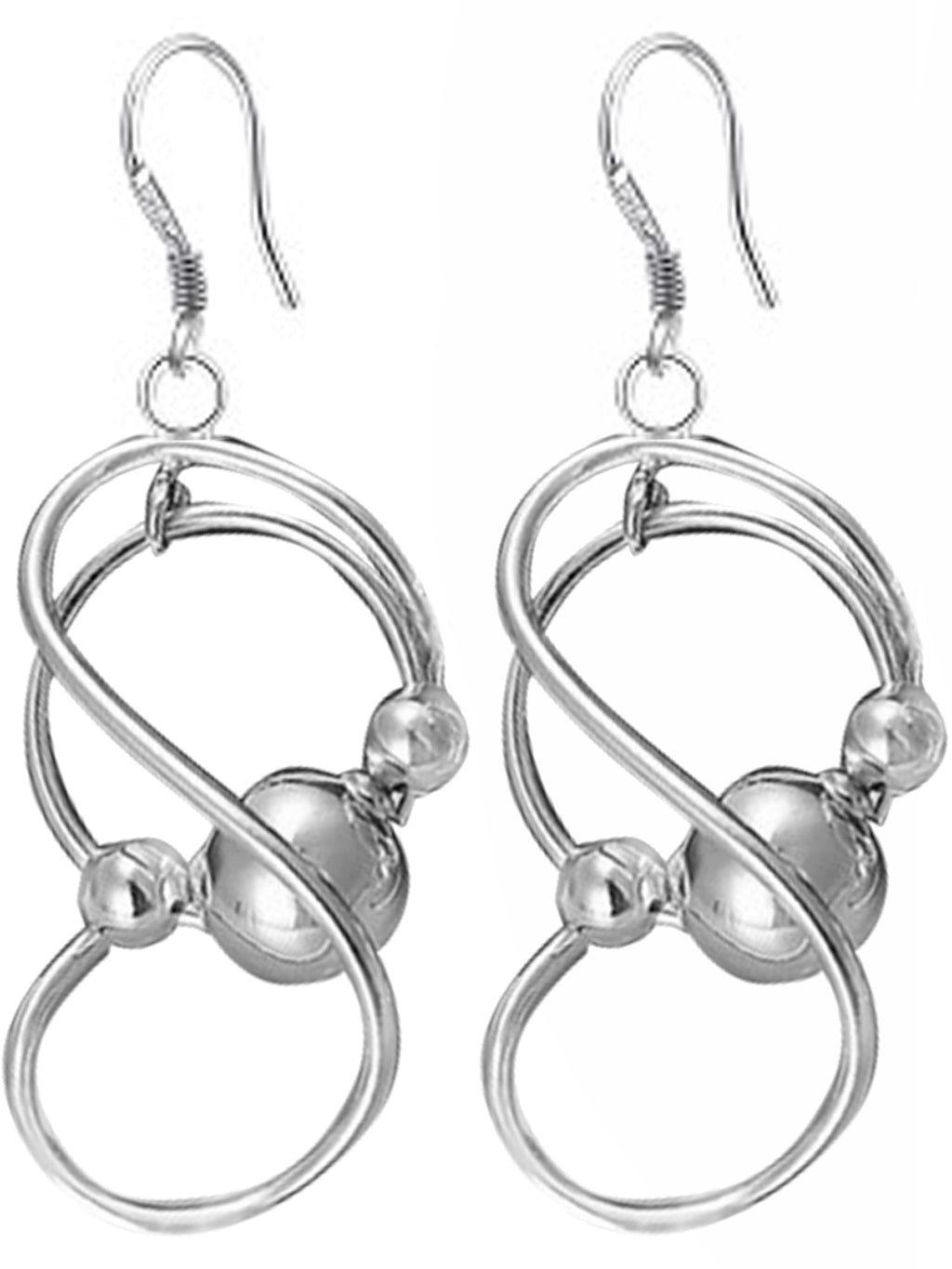 Twists & Balls Sterling Silver Plated Earrings