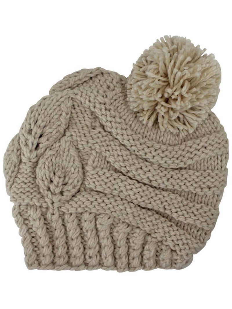 Extra Thick Heavy Winter Slouchy Knit Hat With Pom Pom