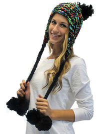Thick Chunky Trapper Hat With Long Pom Poms