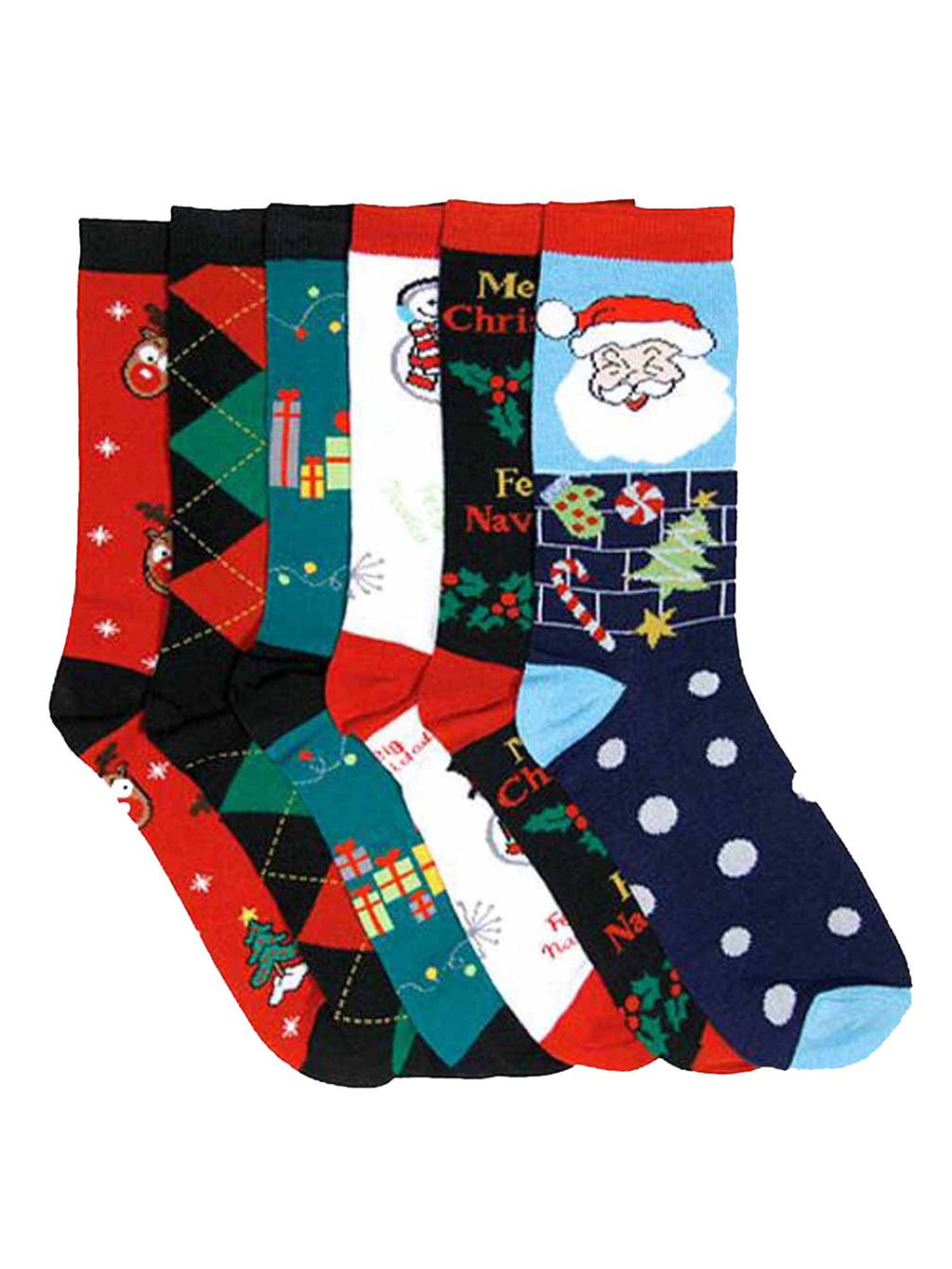 Christmas Holiday Womens Socks Assorted 6 Pack