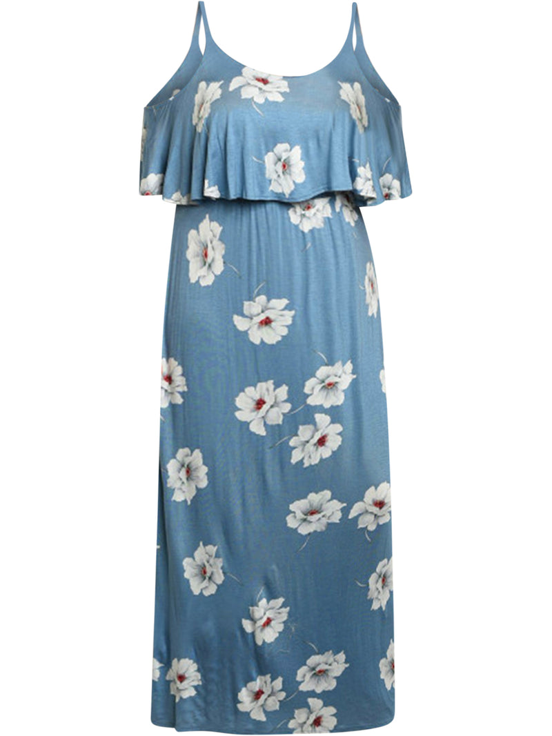 Indigo Blue Plus Size Ruffle Summer Dress