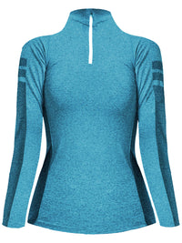 Aqua Blue Quarter Zip Long Sleeve Pullover