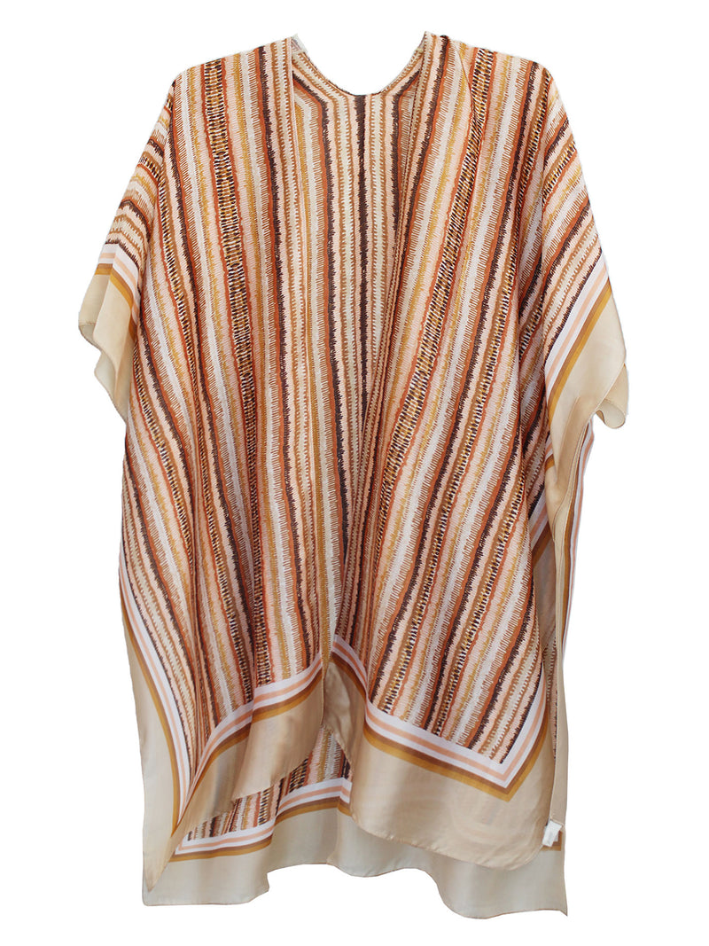 Multicolor Aztec Striped Long Flowy Kimono Style Beach Cover Up