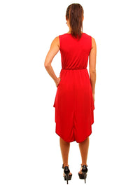 Simple Red Sleeveless High-Low Dress