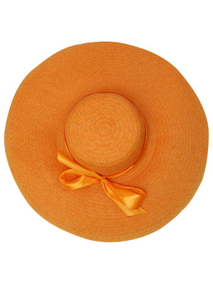 Wide Brim Sun Hat With Satin Bow