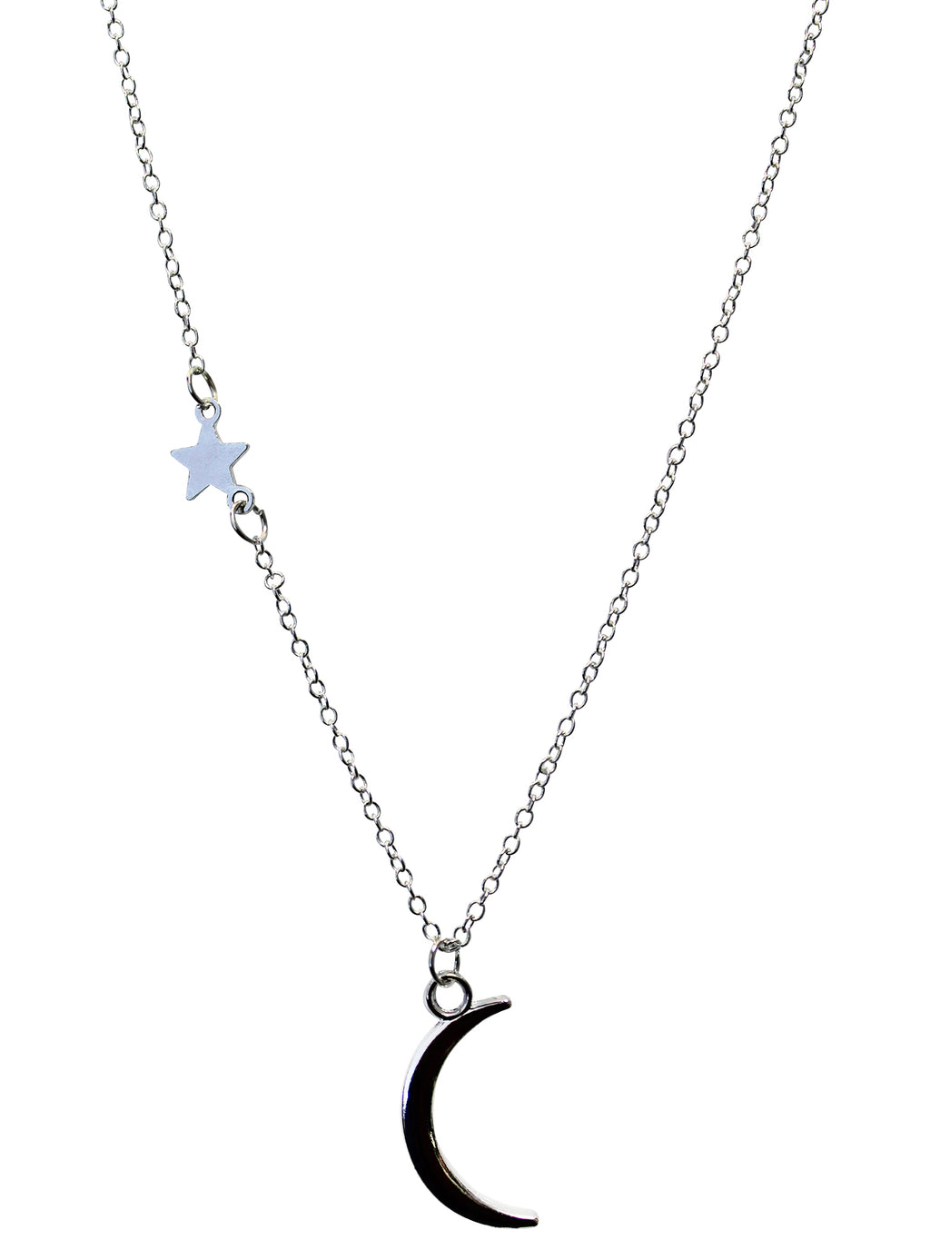 Minimalist Moon Star Silvert Necklace