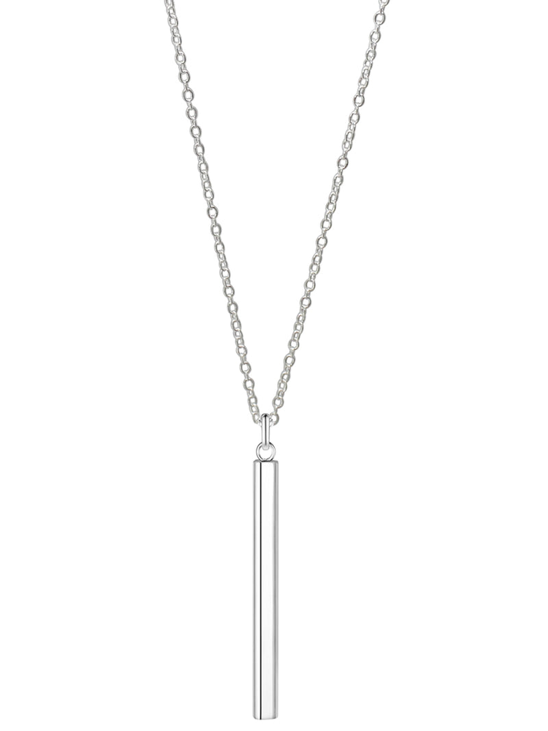 Sterling Silver Plated Bar Drop Pendant Necklace
