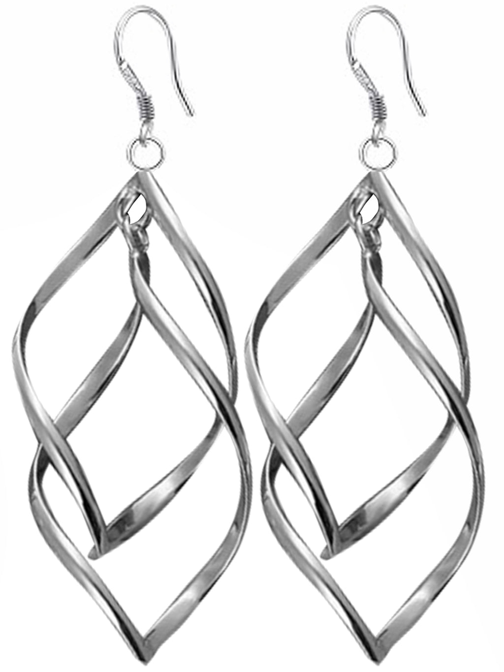 Chic Sterling Silver Plated Double Leaf Hook Earrings