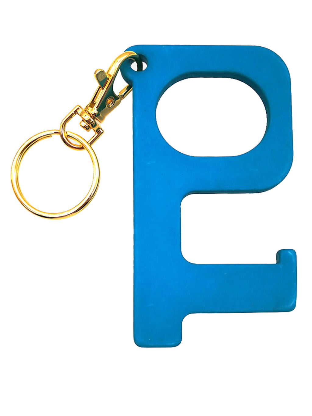 Teal Blue Touchless Door Opener Keychain Tool