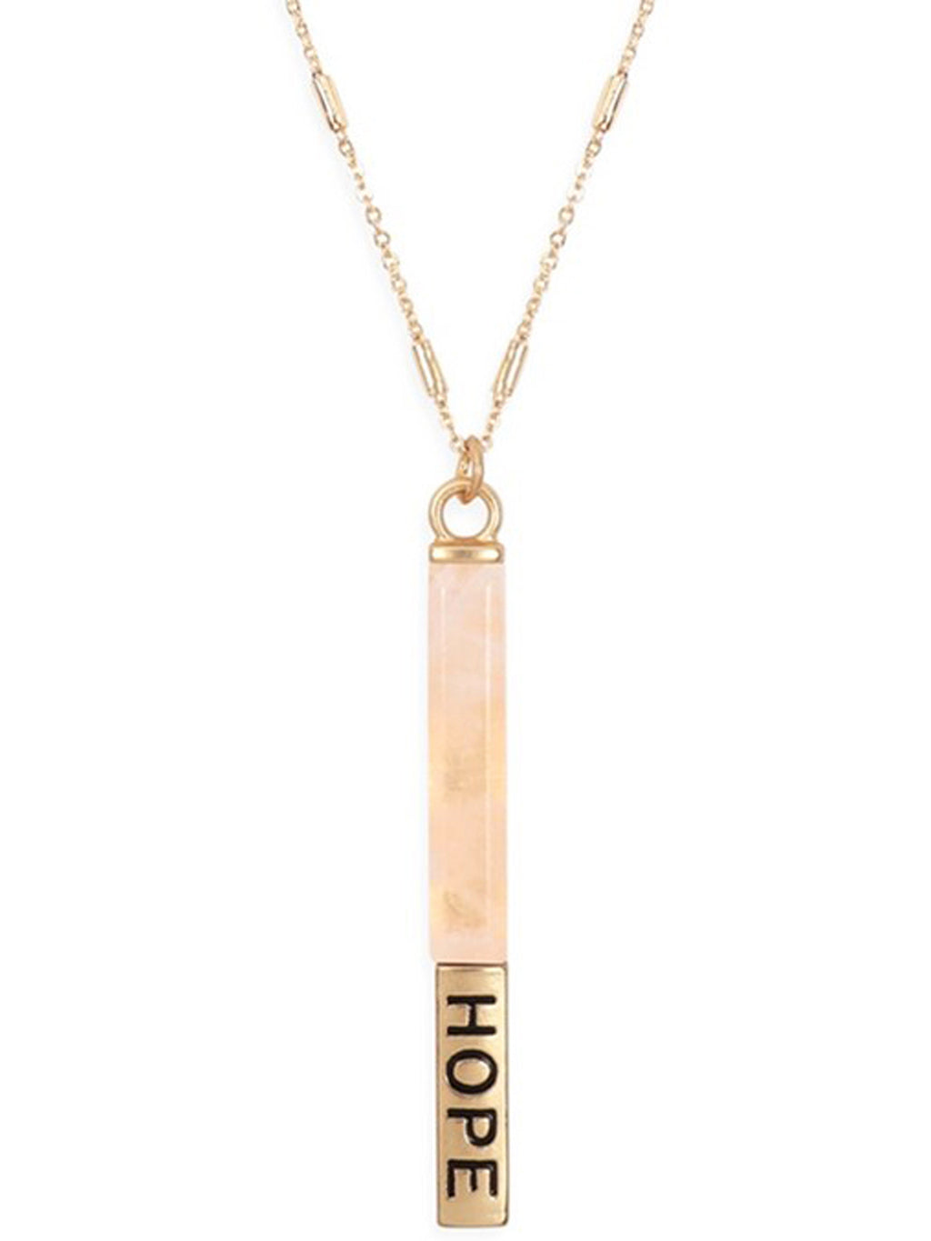 Natural Stone Hope Bar Pendant Necklace With Gold Chain