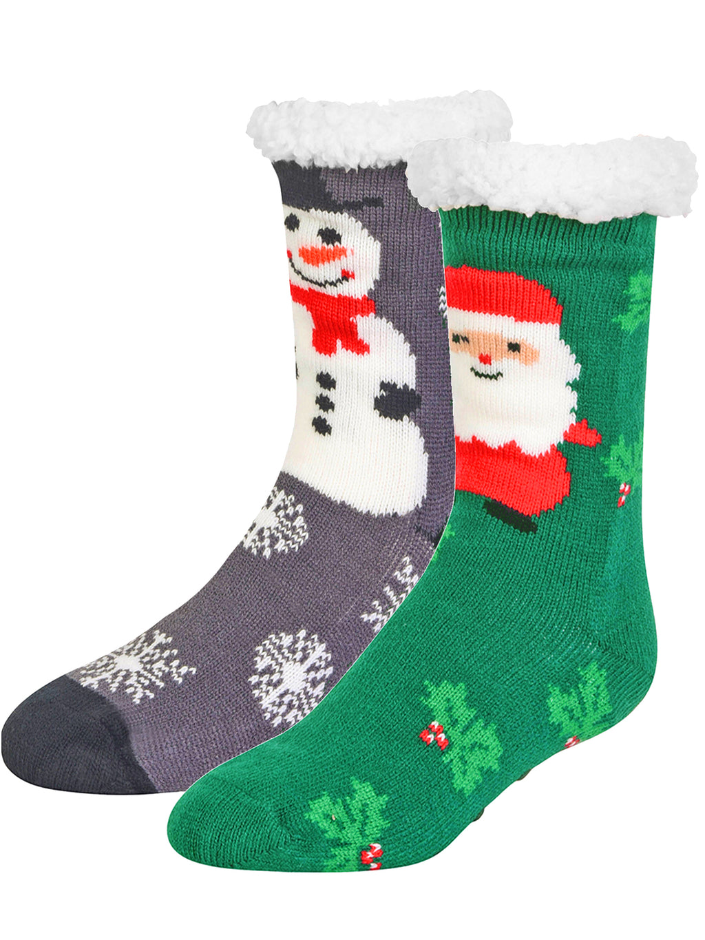 Snowman & Santa Claus 2-Pack Slipper Socks