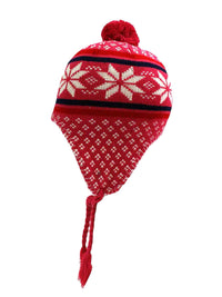 Snowflake Knit Winter Hat With Tassels