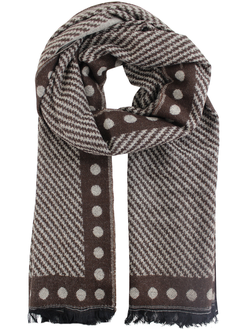 Stripe & Polka Dot Pattern Winter Knit Oversize Blanket Scarf