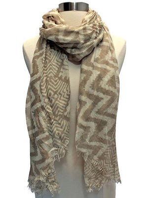 Tribal Chevron Print Crinkled Scarf Shawl