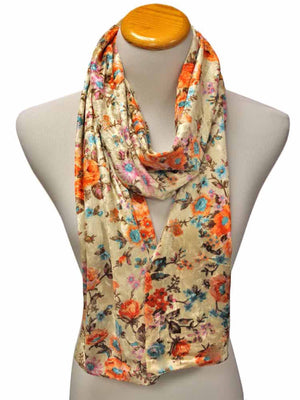 Vintage Floral Print Velvet Winter Scarf