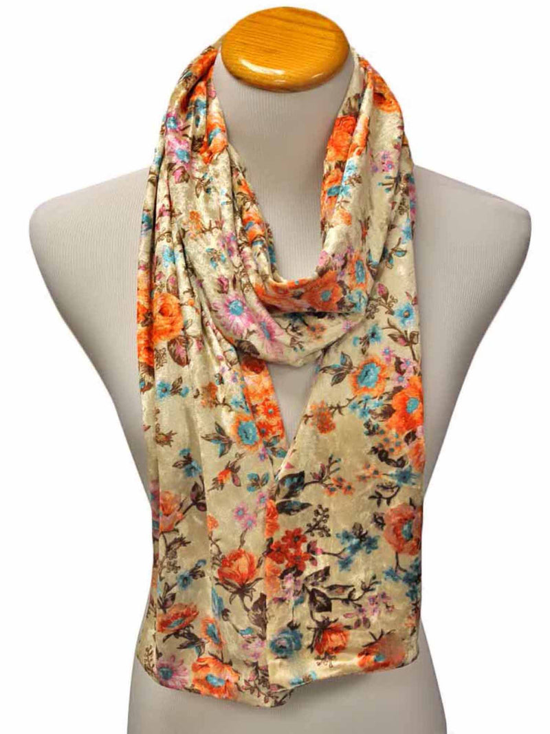 Vintage Floral Print Velvet Winter Scarf