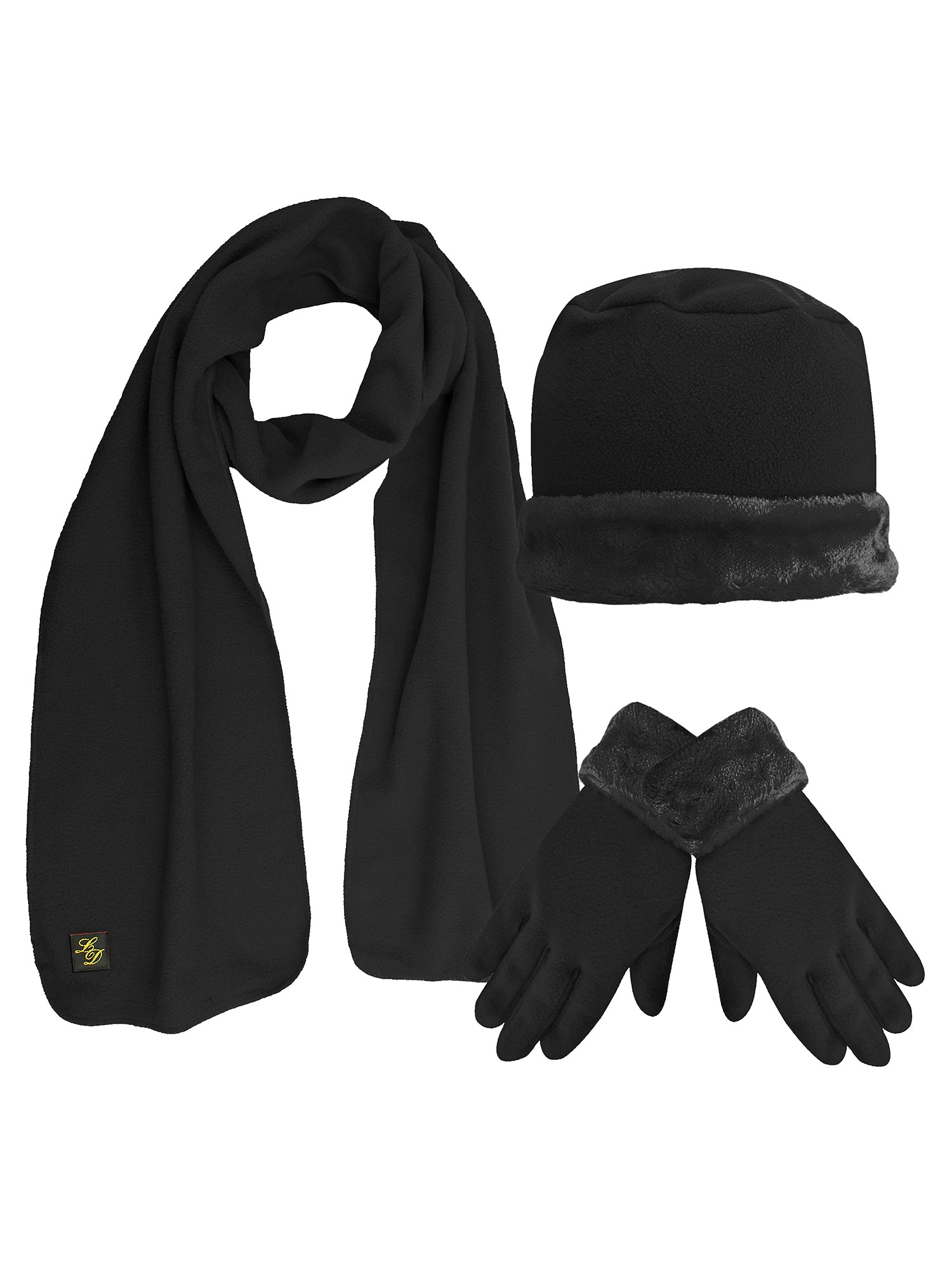 Fleece Hat Scarf & Glove Set With Plush Fur Trim – Luxury Divas