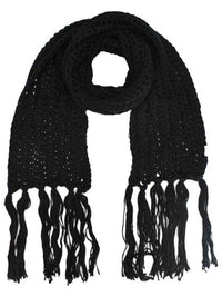 Thick Knit Long Winter Scarf With Fringe