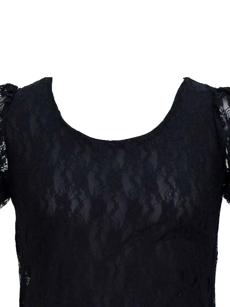 Short Sleeve Lace Blouse With Scoop Neckline