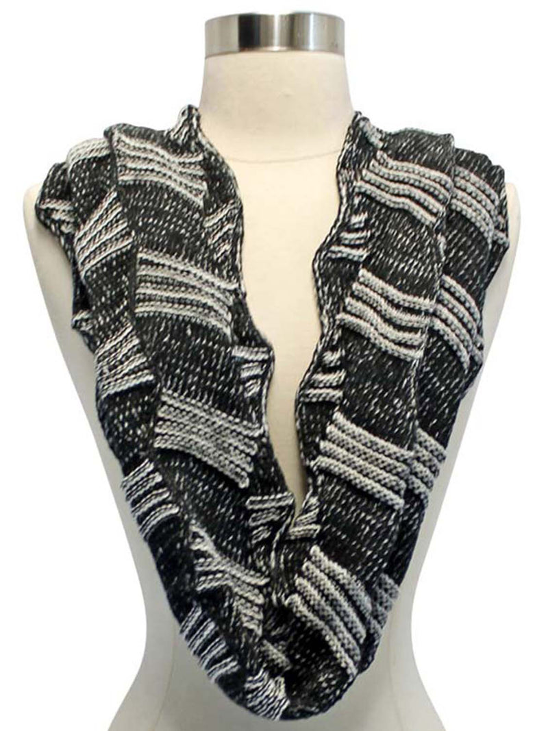Two-Tone Knit Unisex Winter Infinity Scarf
