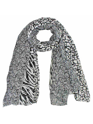 Chiffon Animal Print Sheer Scarf