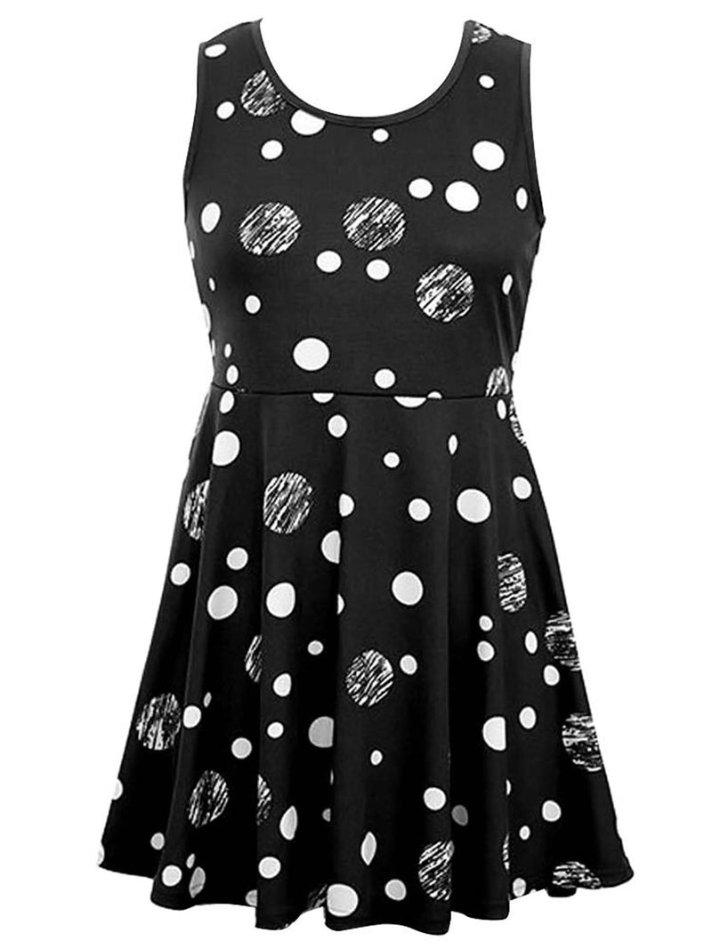 Sleeveless Polka Dot Skater Dress With Empire Waist Luxury Divas Sleeveless Polka Dot Skater Dress With Empire Waist Luxury Divas