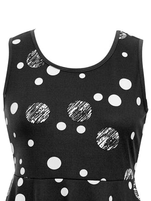 Sleeveless Polka Dot Skater Dress With Empire Waist