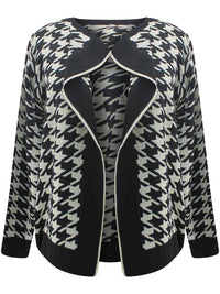 Bold Houndstooth Long Cardigan Sweater