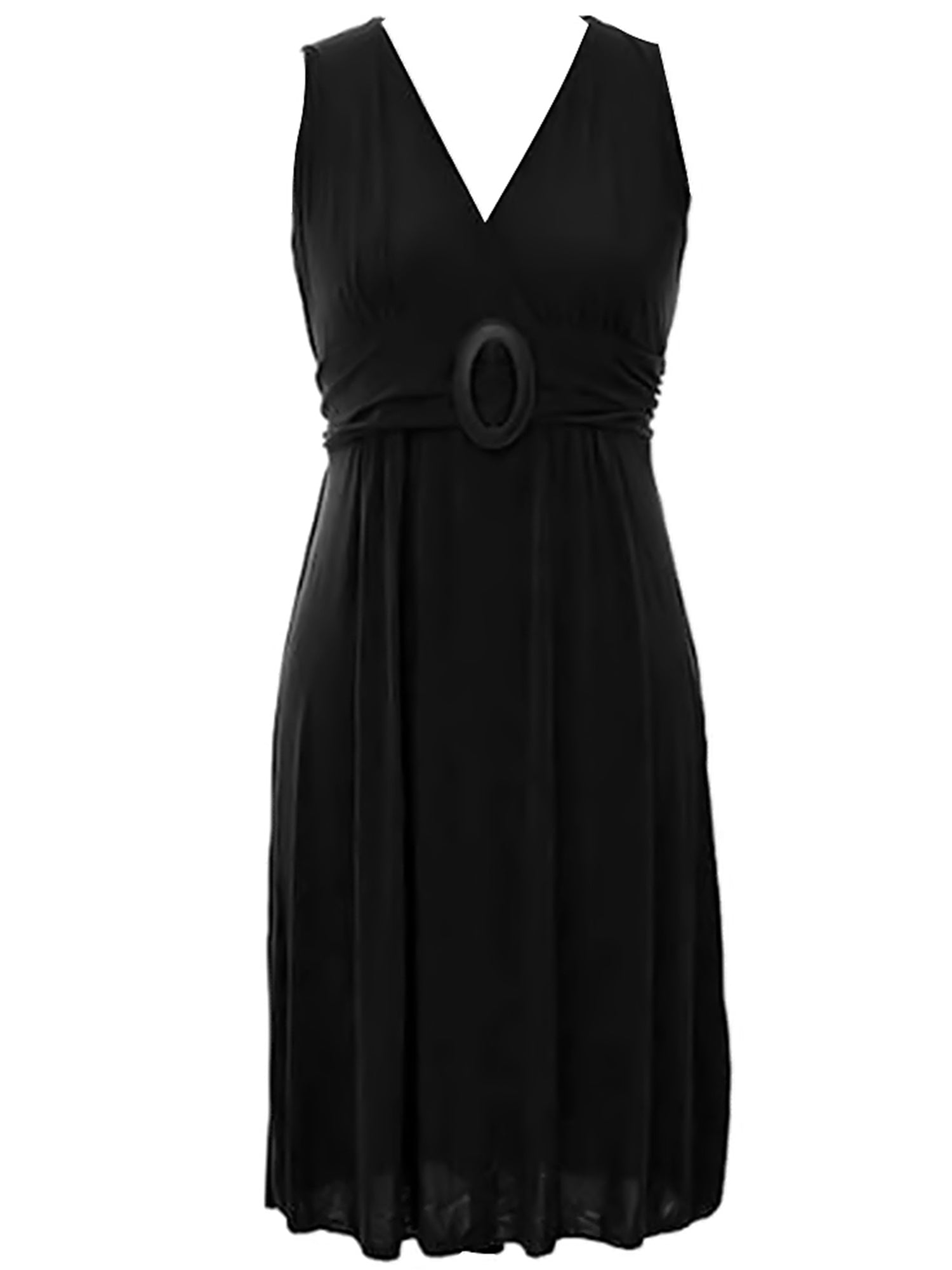 Black Sleeveless Empire Waist Midi Dress With Oval Buckle Size Small Black Sleeveless Empire Waist Midi Dress With Oval Buckle Size Small