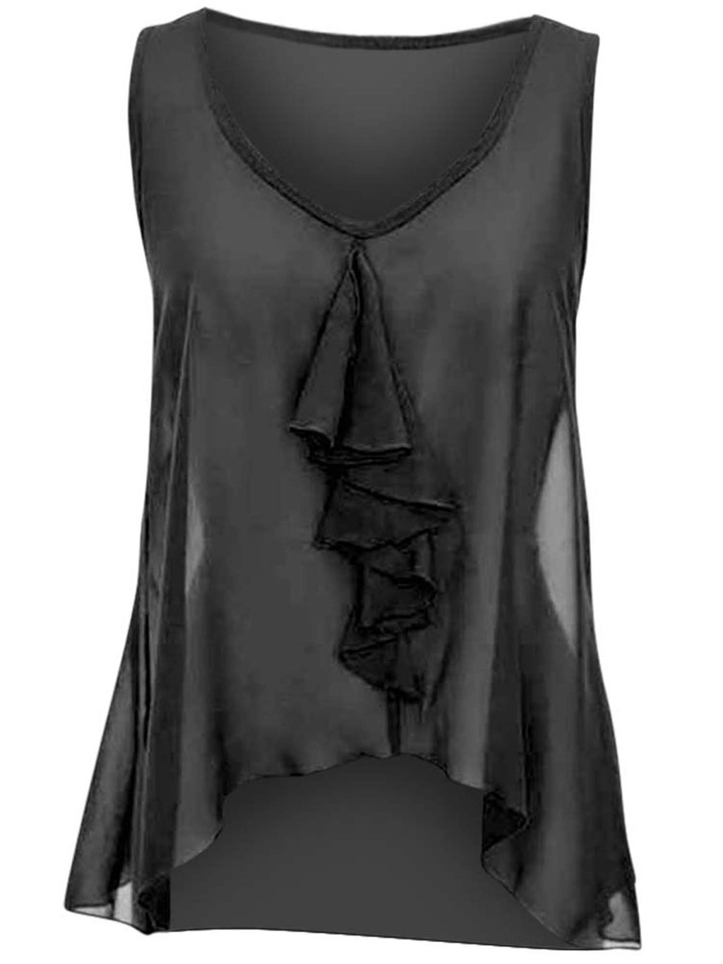 Sleeveless Sheer Ruffled Top