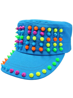 Cadet Style Cotton Cap Hat With Rainbow Spikes