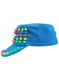 Cadet Style Cotton Cap Hat With Rainbow Spikes