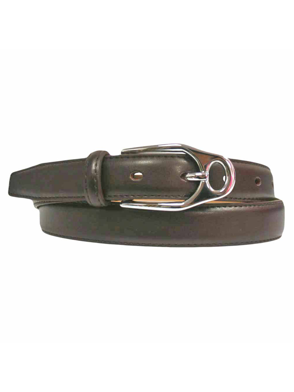 Slim Leather Belt With Silver Buckle