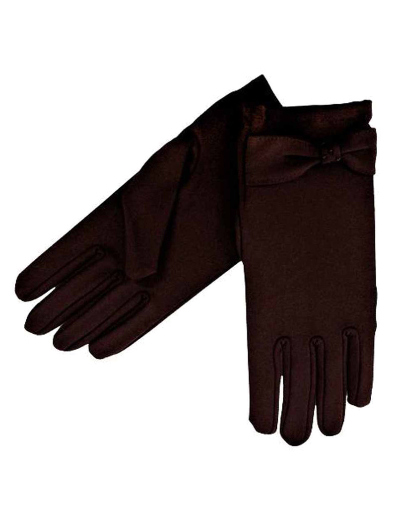 Gloves With Bow & Seed Bead Trim