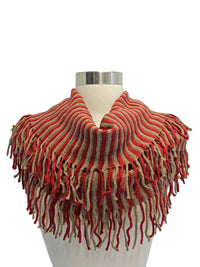 Radiant Knit Winter Infinity Scarf With Fringe