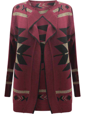 Tribal Print Cardigan Sweater