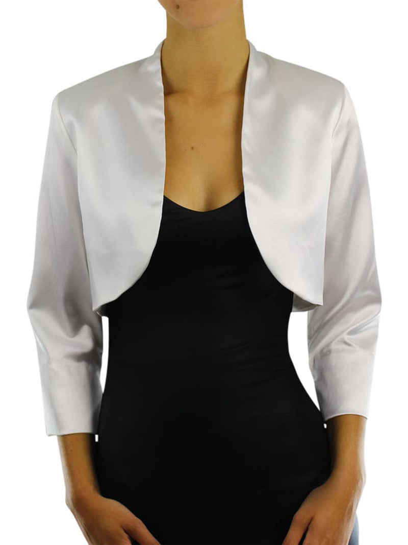 Dressy Satin 3/4 Sleeve Bolero Shrug Jacket