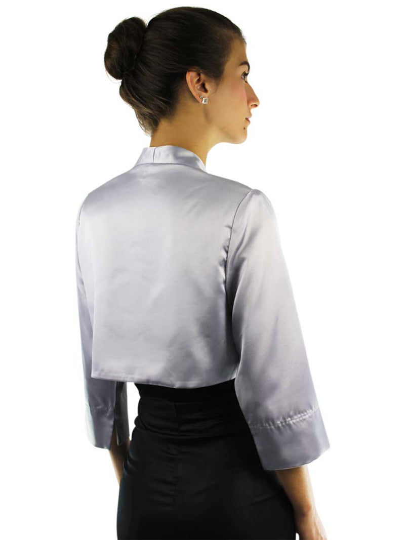 Dressy Satin 3/4 Sleeve Bolero Shrug Jacket