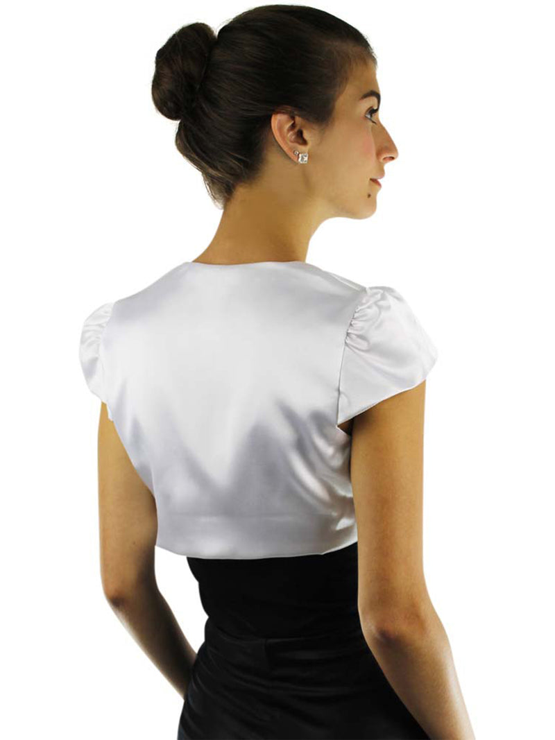 Short Sleeve Satin Bolero Shrug Jacket