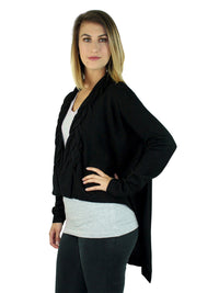 High-Low Sweater Shrug With Twisted Knit Lapel