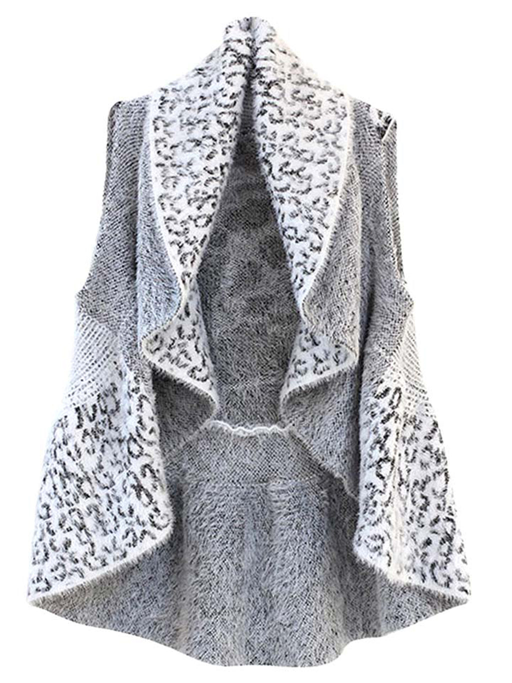 Animal Print Fuzzy Knit Sweater Vest
