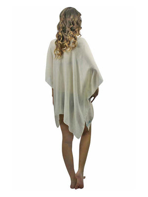 Embroidered Sheer White Beach Cover Up Tunic Top