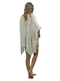 Embroidered Sheer White Beach Cover Up Tunic Top