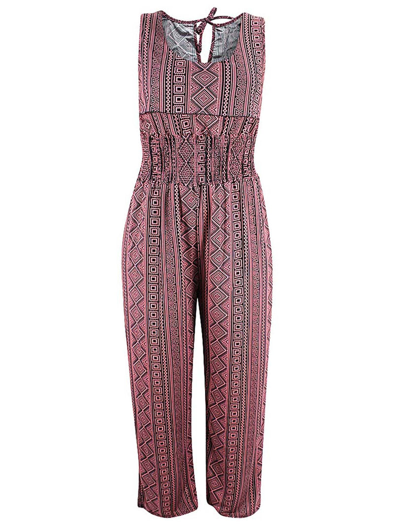 Pink Aztec Tribal Print Summer Jumpsuit