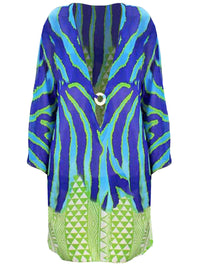 Blue & Green Animal Stripe Aztec Print Cover-Up