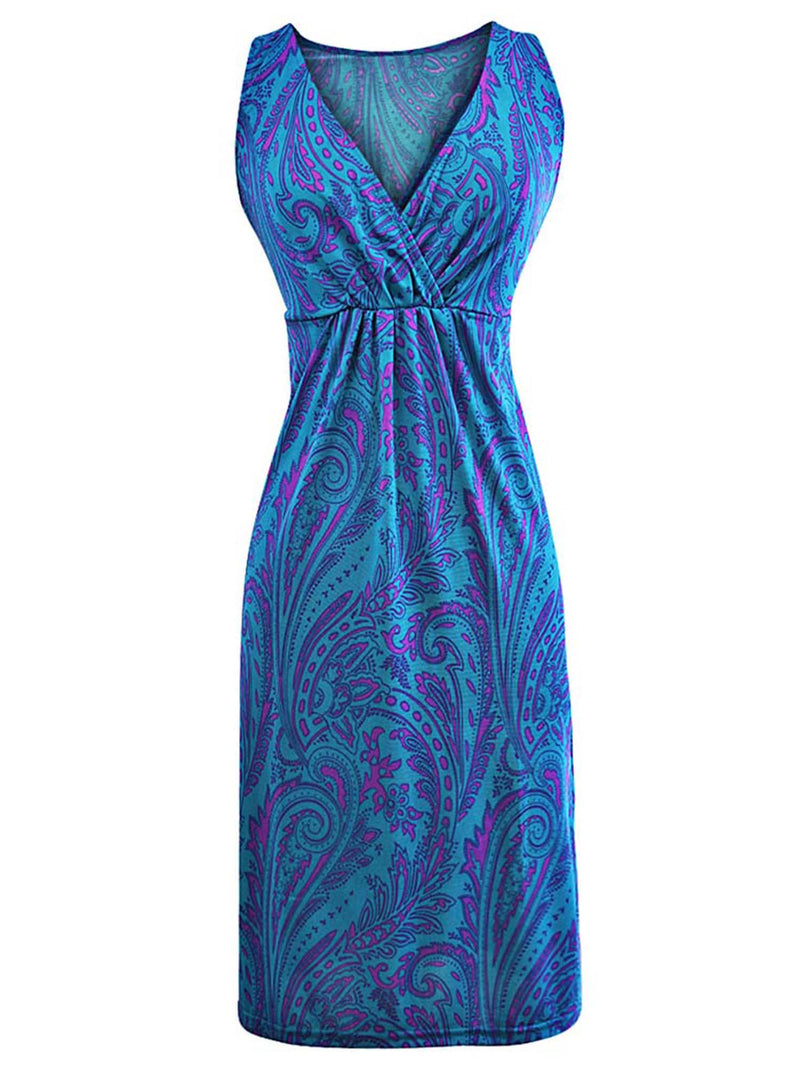 Sleeveless Paisley Print Bohemian Sundress