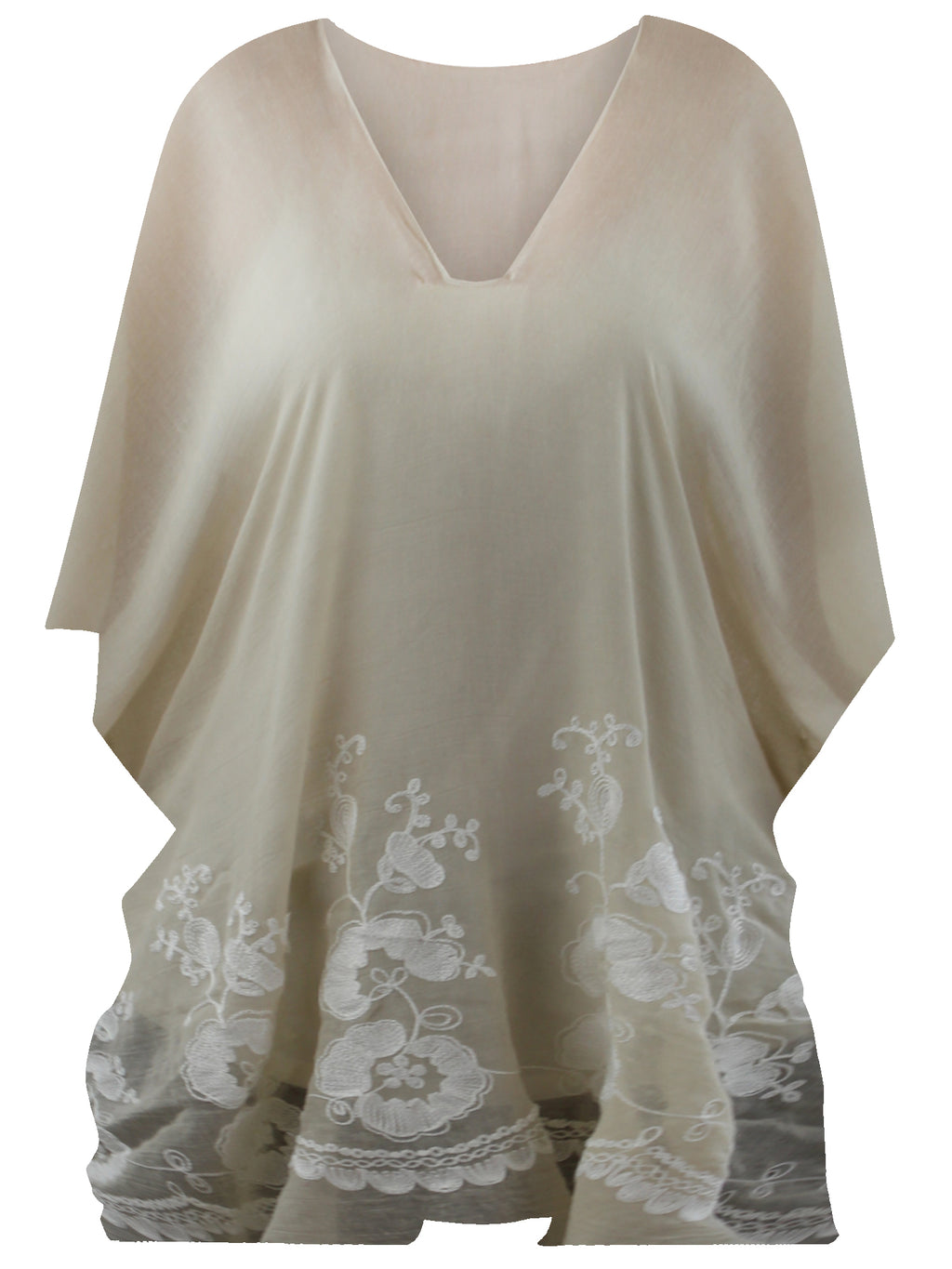 Beige Crochet Trim Beach Cover-Up Top