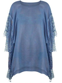 Navy Blue Sheer Swim Beach Cover-Up Top